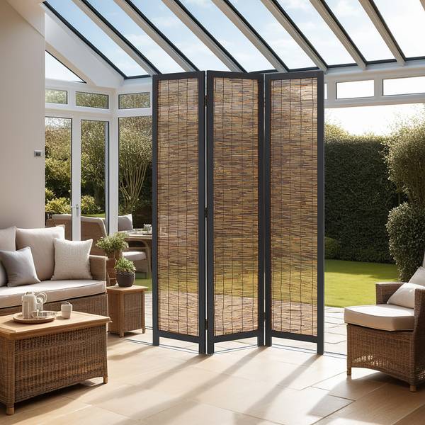 Paravent 3033 Marron - En partie en bois massif - 120 x 170 x 2 cm