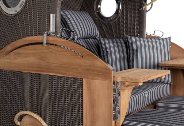 Strandkorb Schillig 2,5 Sitzer Grau - Teakholz - 142 x 170 x 95 cm