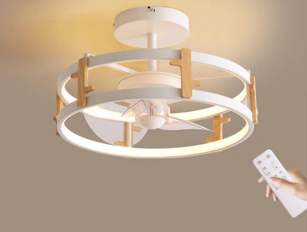 Mini-Deckenventilator CEILY WOOD Weiß - Metall - 40 x 24 x 40 cm