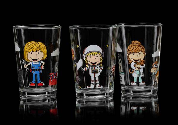 Kindergläser Berufe Mädchen 24er Set Glas - 7 x 10 x 7 cm