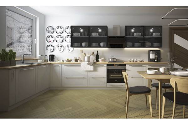 Küchenzeile KVANTUM 13-teilig Schwarz - Weiß - Stahl - 445 x 207 x 198 cm