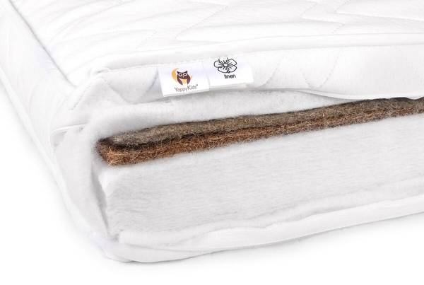Schuimmatras HOLLO wit - platweefsel - wol - 60 x 9 x 120 cm