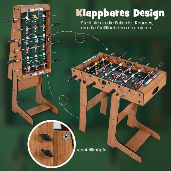 Tischkicker klappbar Braun - Holzwerkstoff - 60 x 71 x 69 cm