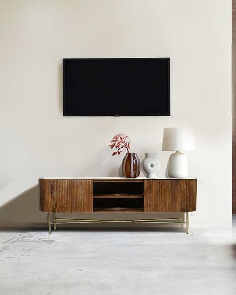 Meuble Tv Céline Marron - Bois massif - 160 x 61 x 150 cm