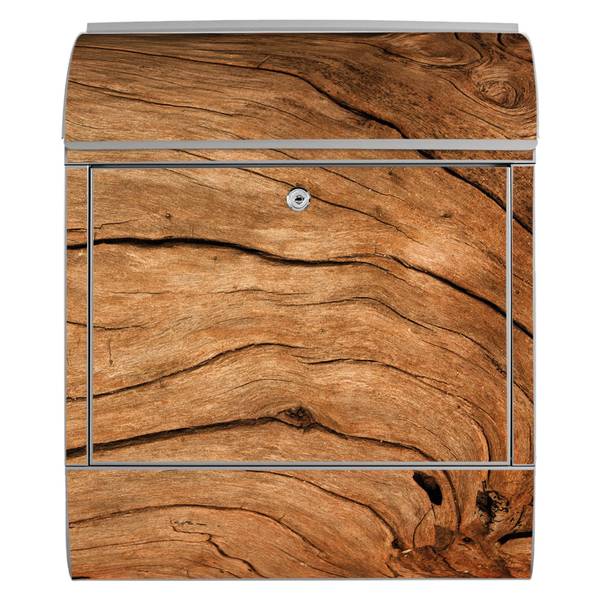 Briefkasten Stahl Trockenes Holz Grau - Stahl - 38 x 46 x 13 cm