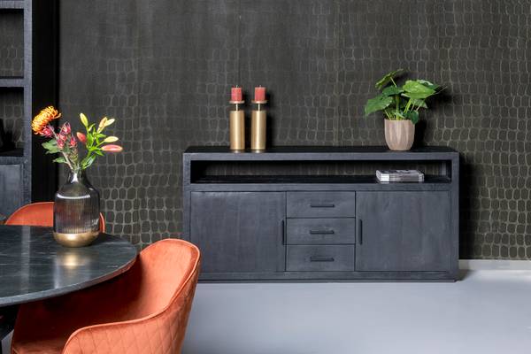 Anrichte Jaxx Schwarz - Holzwerkstoff - 180 x 85 x 40 cm