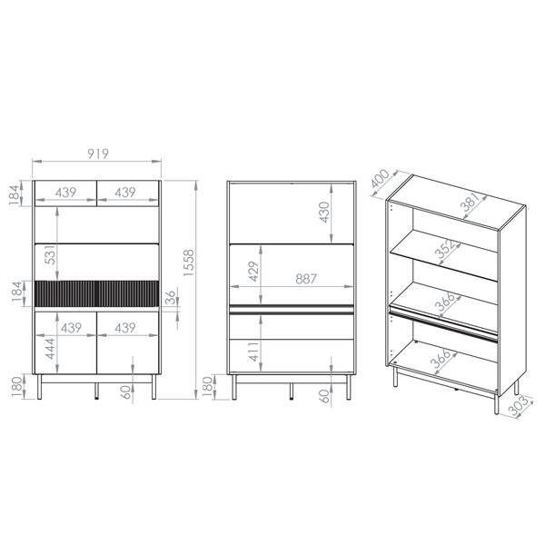 Armoire vitrine NALIA 92 x 156 cm