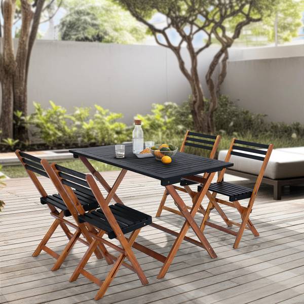 Garten-Essgruppe Altamura 5-tlg. Braun - Grau - Akazie - 118 x 74 x 70 cm