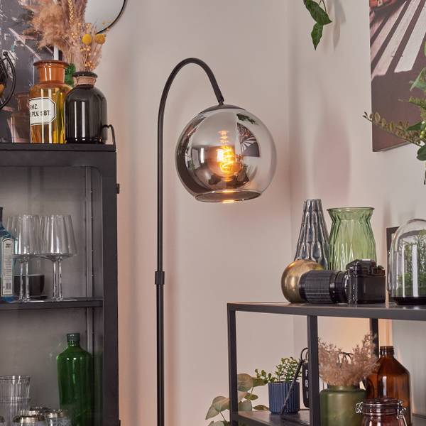 Stehlampe Cesaro Grau - Silber - Metall - 11 x 141 x 105 cm