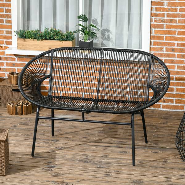 Gartenbank 867-177V00BK Schwarz - Polyrattan - 72 x 83 x 132 cm