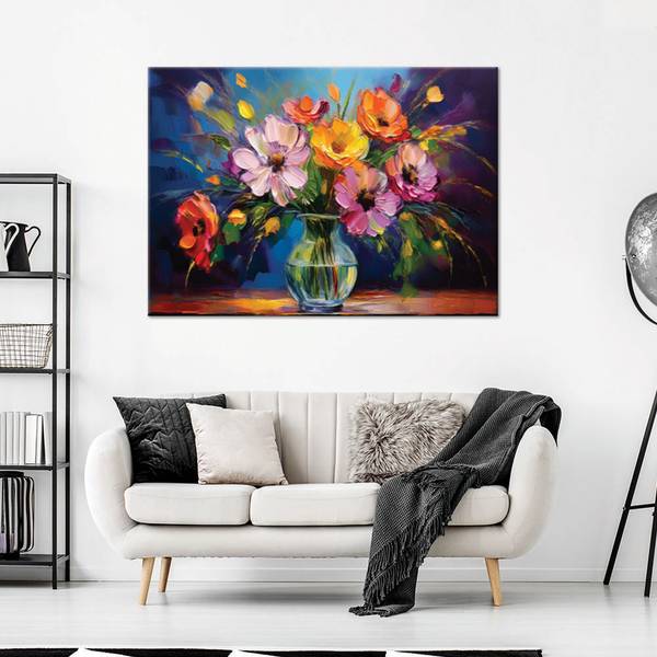 Wandbild blumenstrauß in einer vase 60 x 40 cm