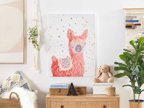 Canvas AFASSA roze - wit - textiel - 60 x 80 x 3 cm