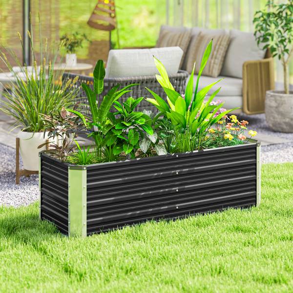 Hochbeet Gartenbeet 643CG Grau - Metall - 125 x 44 x 47 cm