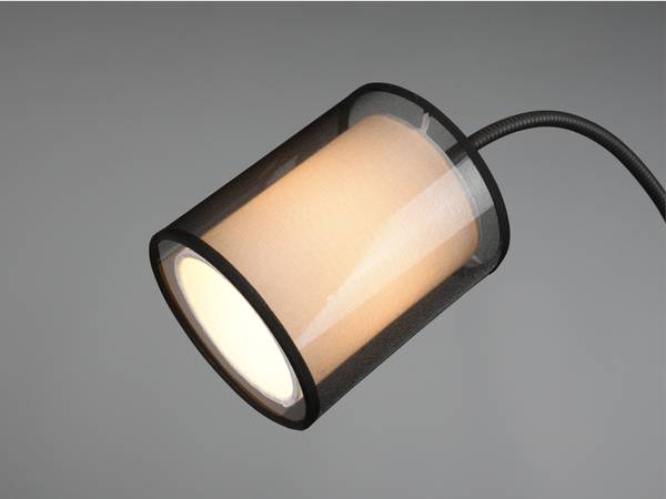Stoff Stehlampe mit Leselampe groß Silber - Weiß - Metall - Textil - 45 x 174 x 45 cm