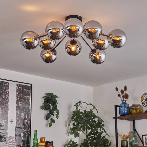 Deckenleuchte Fossobiubo Grau - Silber - Aluminium - Klarglas - 100 x 29 x 100 cm