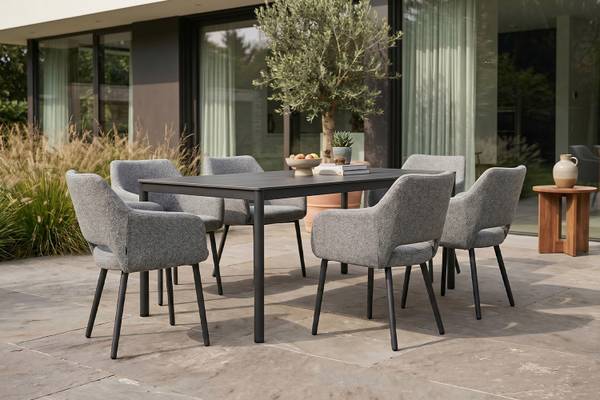 Garten-Essgruppe AMUR 7er Set Grau - Schiefergrau