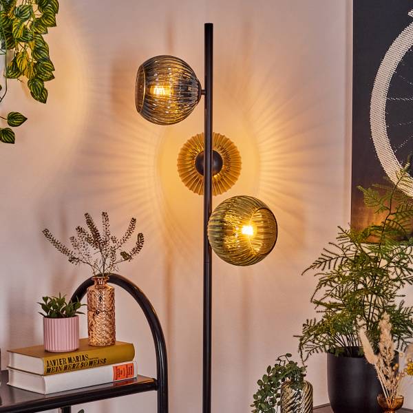 Stehlampe Cesaro Blau - Gold - Grün - Aluminium - Klarglas - 36 x 160 x 31 cm
