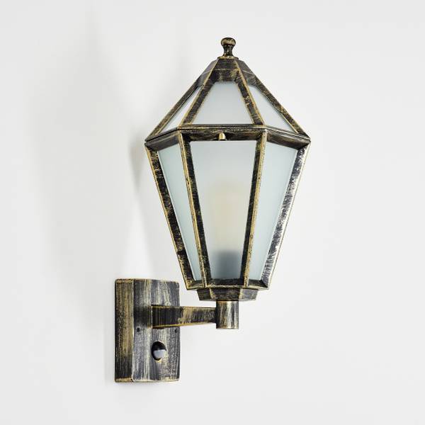 Außenwandleuchte Mondavio Schwarz - Gold - Weiß - 24 x 24 cm