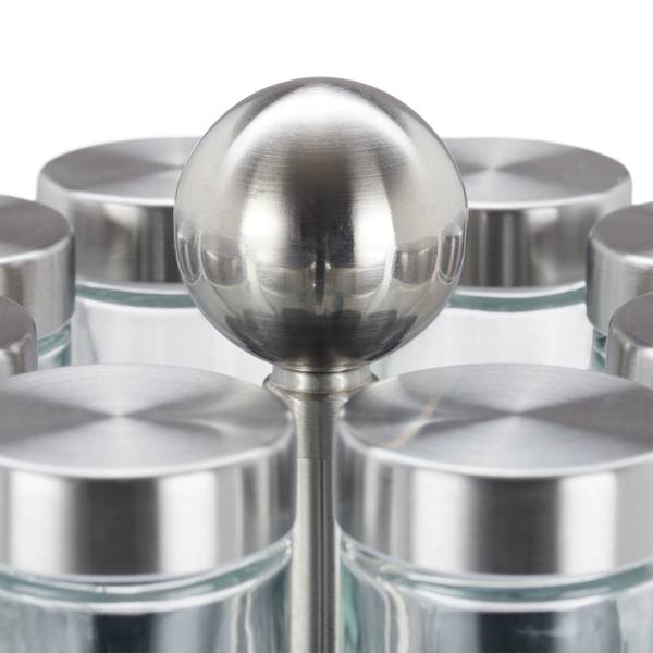 Gewürzkarussell mit 16 Gläsern Schwarz - Silber - Kunststoff - 18 x 25 x 18 cm