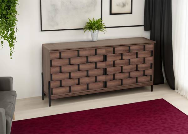 Sideboard Annetta Braun - Holzwerkstoff - Metall - 153 x 80 x 40 cm