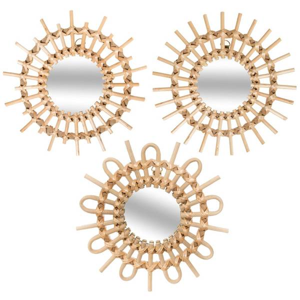 Spiegeln AIDA 3er-Set Beige - Holzwerkstoff - 28 x 1 x 28 cm