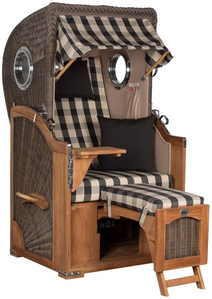 Strandkorb Düne 1 Sitzer Grau - Teakholz - 96 x 165 x 80 cm