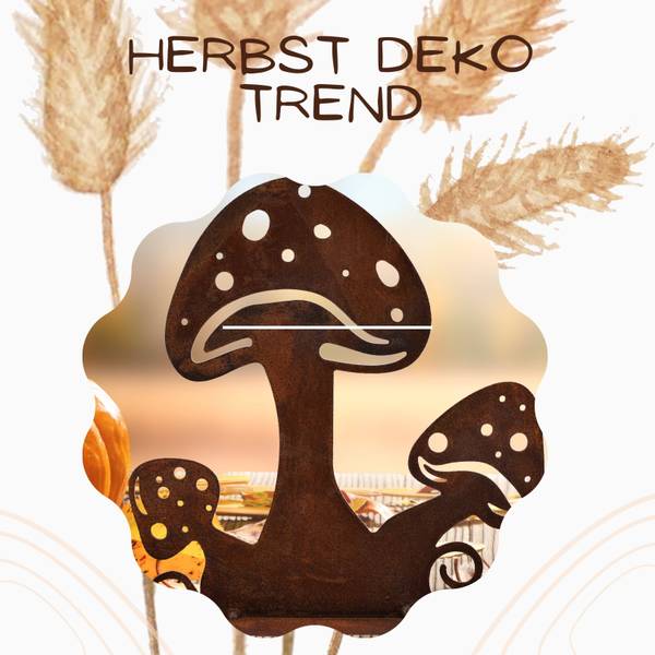 Pilze Deko Herbstdeko Tisch- Gartendeko Metall - 3 x 15 x 15 cm