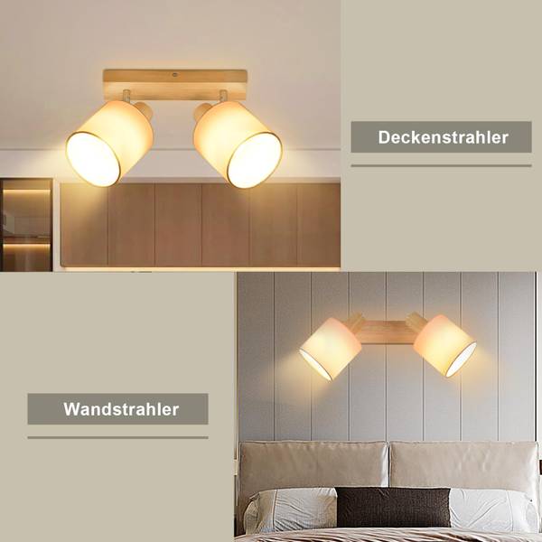 Deckenstrahler SALSW Braun - Weiß - 16 x 13 x 28 cm - Naturfaser - Textil - Durchmesser Lampenschirm: 11 cm