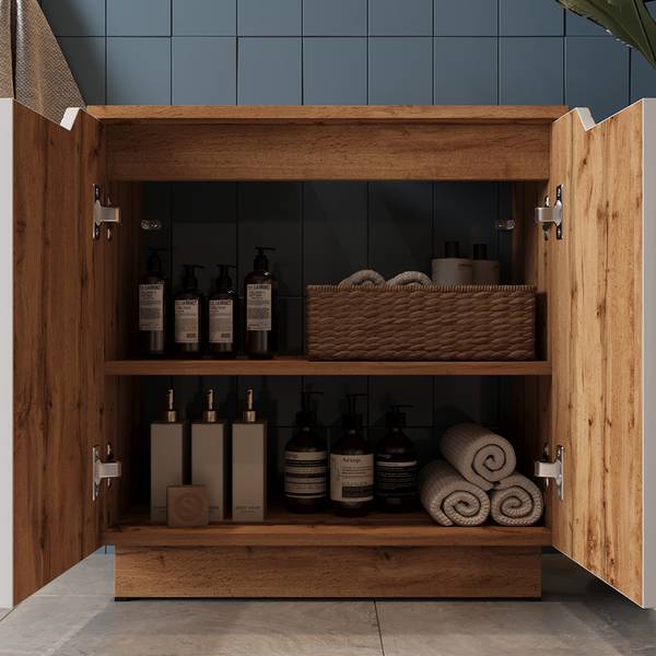 Waschbeckenunterschrank Lotta 58515 Eiche - Weiß