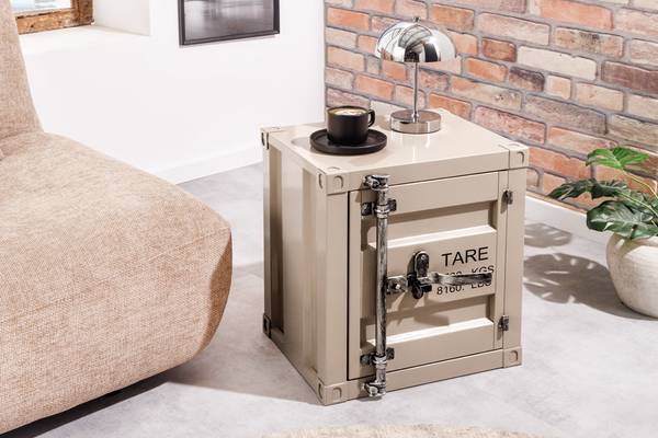Nachttisch GLOBETROTTER mit Stauraum Beige - Grau