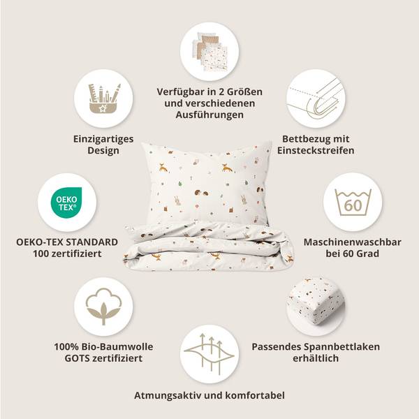 Bettwäsche Set WOODLAND 2 tlg Weiß - Textil - 120 x 1 x 150 cm