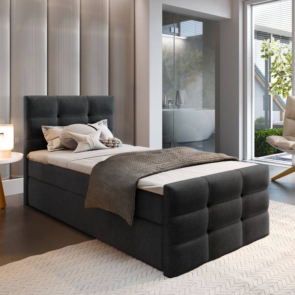 Boxspringbett AMON 100 Schwarz - Liegefläche Breite: 100 cm