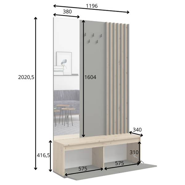 Armoires vestiaires CORRIDI Marron - Gris - Bois manufacturé - 120 x 202 x 34 cm