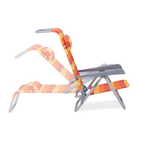 Opvouwbare strandstoel met armleuning oranje - rood - geel - polyester - staal - 59 x 78 x 85 cm