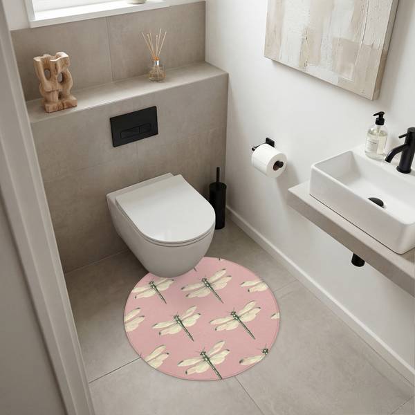 BADEZIMMERTEPPICH Libellen Pink - Microfaser - 70 x 70 x 1 cm