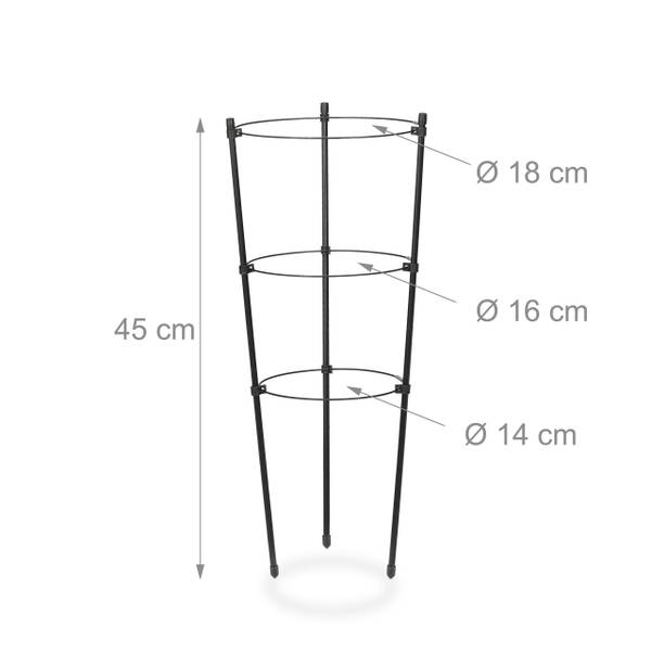 Rankhilfe 45 cm 4er Set schwarz Schwarz - Eisen - 22 x 45 x 22 cm