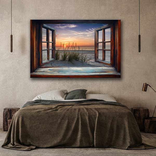 Wandbild blick aus dem fenster meer 90 x 60 cm