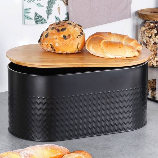 Brotkasten 259624 Schwarz - Metall - 19 x 16 x 34 cm