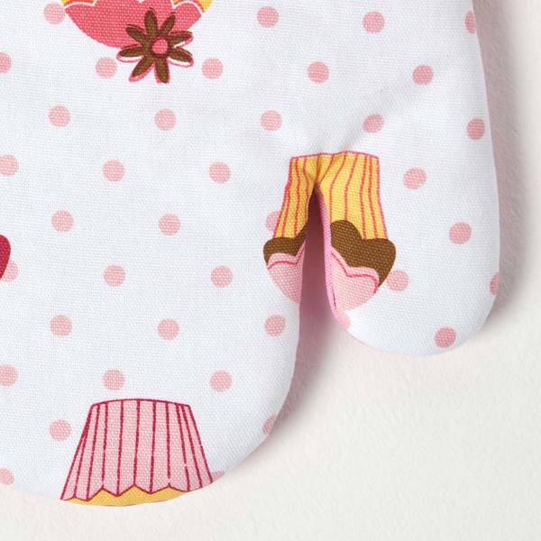 Ofenhandschuh Cupcakes Pink - Baumwollstoff - 18 x 1 x 32 cm