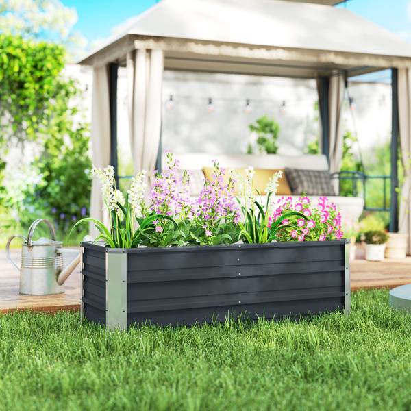 Hochbeet Gartenbeet 643CG Grau - Metall - 125 x 44 x 47 cm