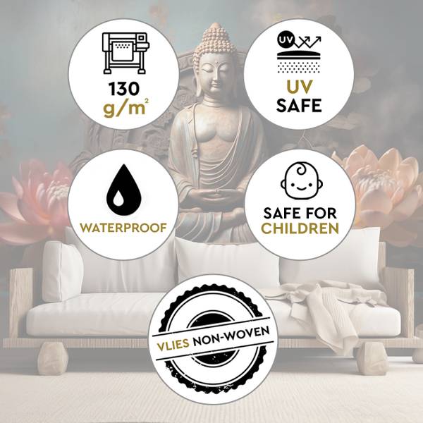 Fototapete Buddha Zen Blumen 450 x 315 cm