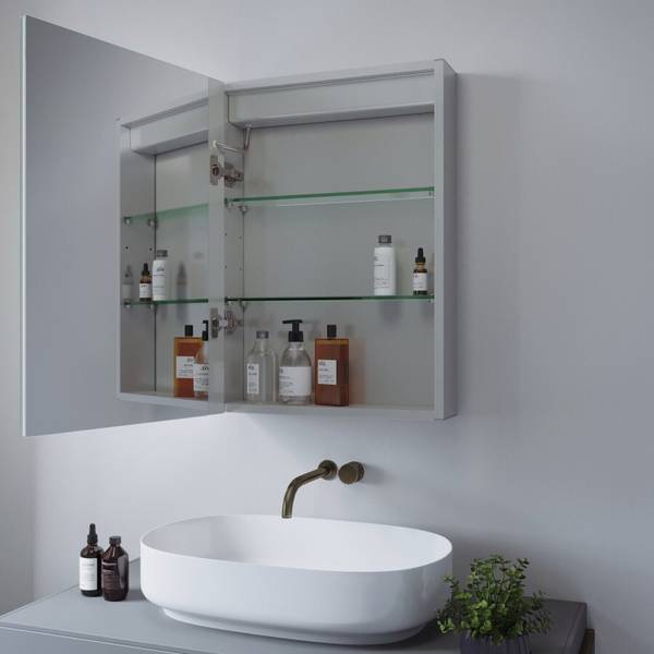 LED Spiegelschrank IR-Sensor Badspiegel Silber - Glas - 50 x 70 x 13 cm