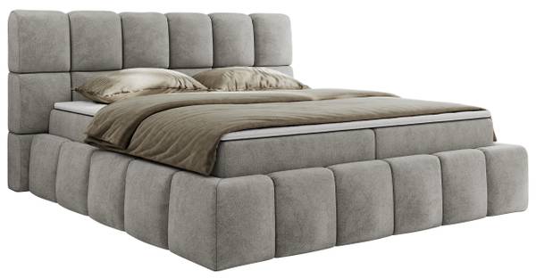 Boxbett NIRA Hellgrau - H3 - Strukturstoff - Polyester - Webstoff - Liegefläche Breite: 120 cm
