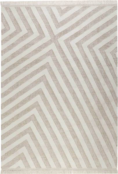 Kurzflorteppich Edgy Corners Beige - Wolle - 130 x 1 x 190 cm