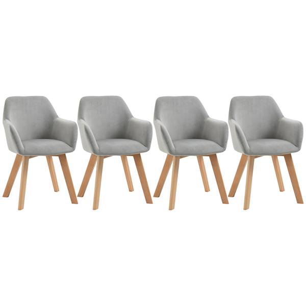 Esszimmerstuhl 835-P177 4er Set Grau - Samt - 57 x 80 x 54 cm