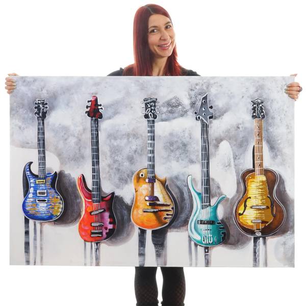 Ölgemälde Gitarren handgemalt Textil - 120 x 80 x 3 cm