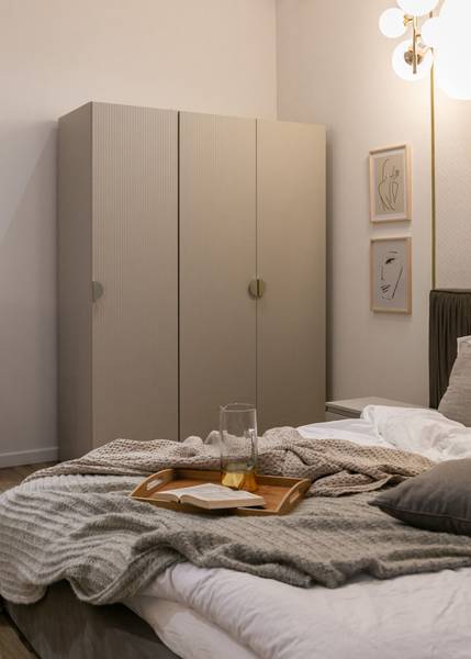 Kleiderschrank MOONIR Taupe - 3 Türen