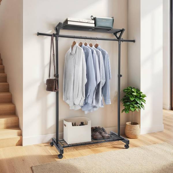 Garderobenwagen VIDA Schwarz - Edelstahl - 136 x 172 x 43 cm