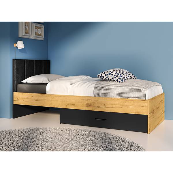 Bettgestell CASPER-131-10 Schwarz - Holzwerkstoff - 90 x 94 x 207 cm