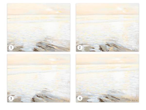 Acrylbild Handgemalt Meer Rol Beige - Baumwollstoff - 100 x 75 x 4 cm